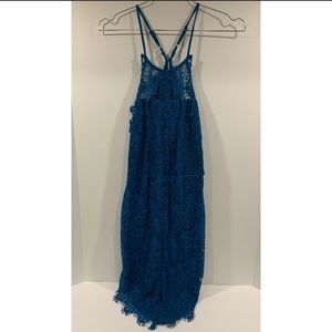 Free People Intimately FP High Neck Lace Dress in Blue size Medium